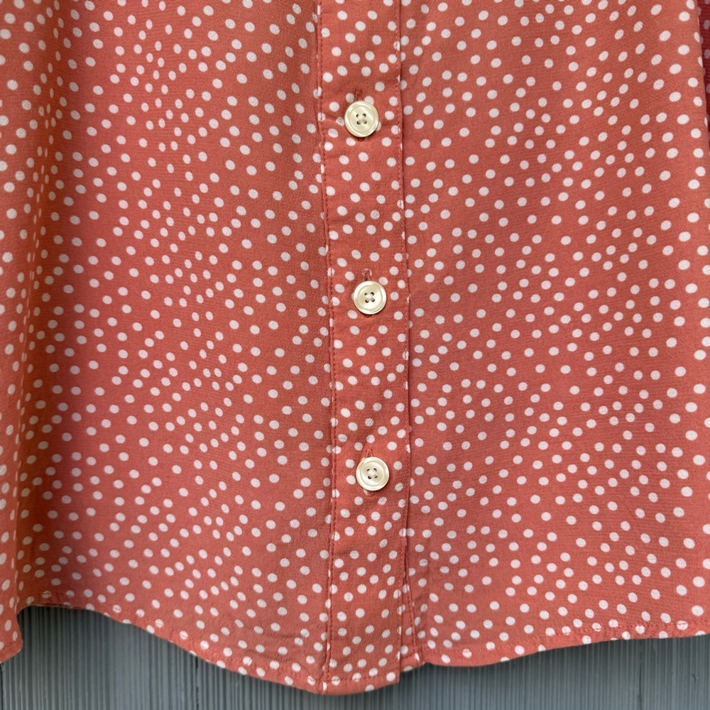 vintage GAP polka dot silky button down circle mini skirt, peach orange white, 6 - Picture 5 of 9